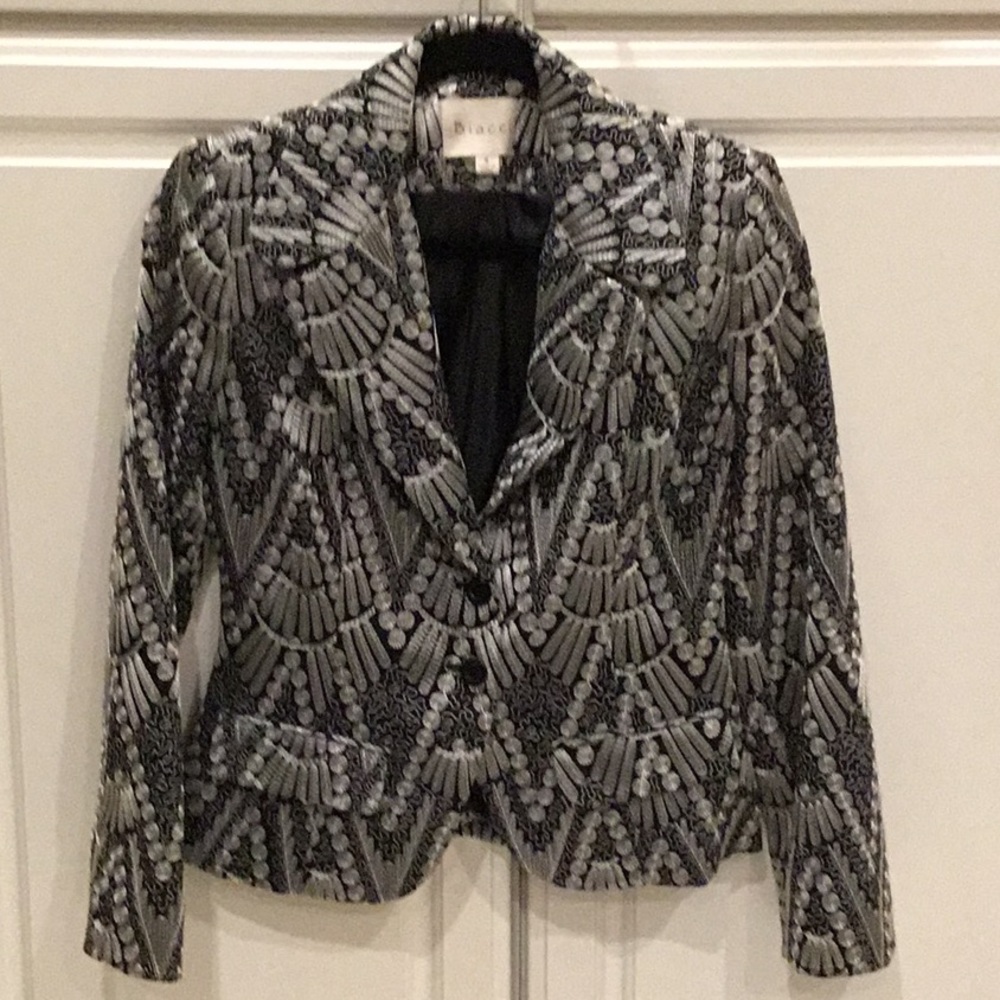 Biacci Black & White Unique Embroidered Jacket